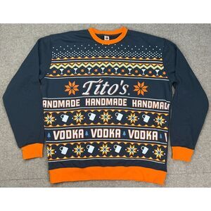 Tito's‎ Handmade Vodka Men's Long Sleeve Christmas Sweater Size XL